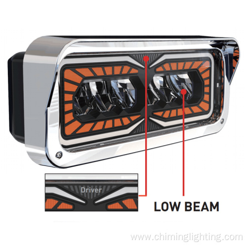 Chiming 16"*7'12-24v Led projector headlight assembles truck light DOT SAE passenger side multifunctional truck headlight